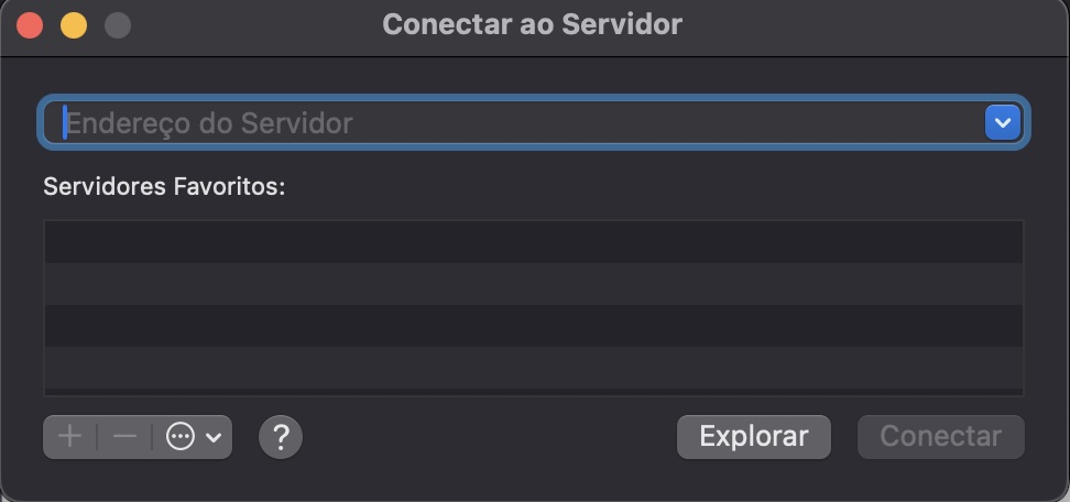 Libere mais espaço no Mac acessando o Finder e usando um disco de rede. Conecte-se ao servidor que deseja usar e toque em Conectar depois de digitá-lo.