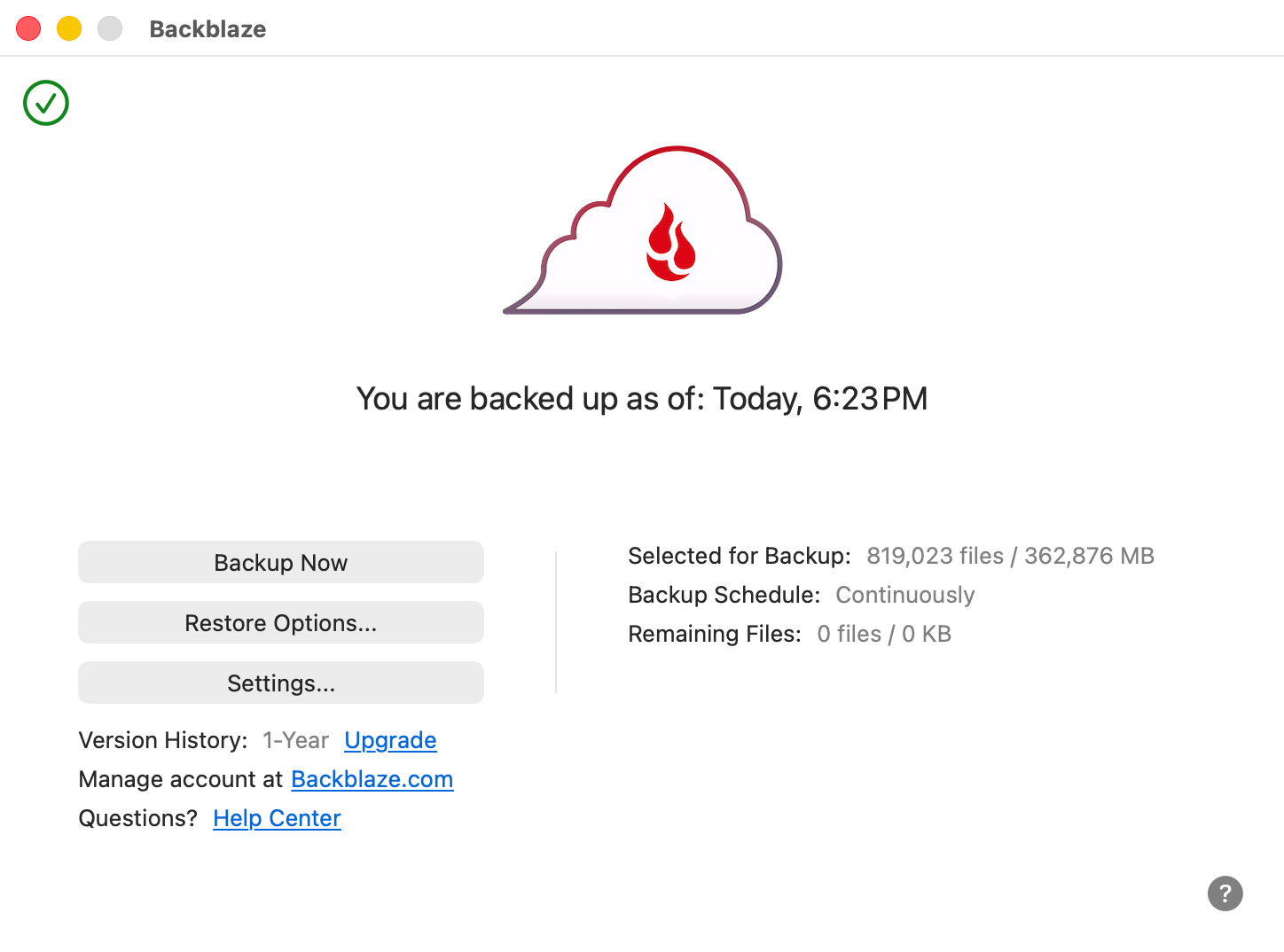 Install Backblaze on your Mac, sign in to your account, then let the app run its first backup continuously in the background over your connection.