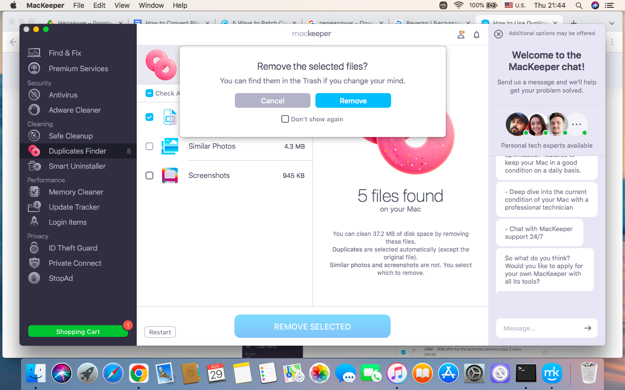 End up removing duplicate downloads that pile up, consuming your Mac's space, by confirming the deletion of unnecessary duplicates you've selected.
