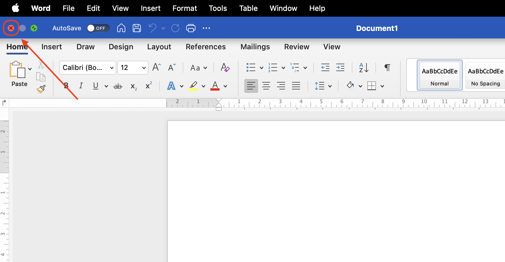 Exit Microsoft Word by closing the application entirely to ensure no background processes remain active before continuing with troubleshooting steps.