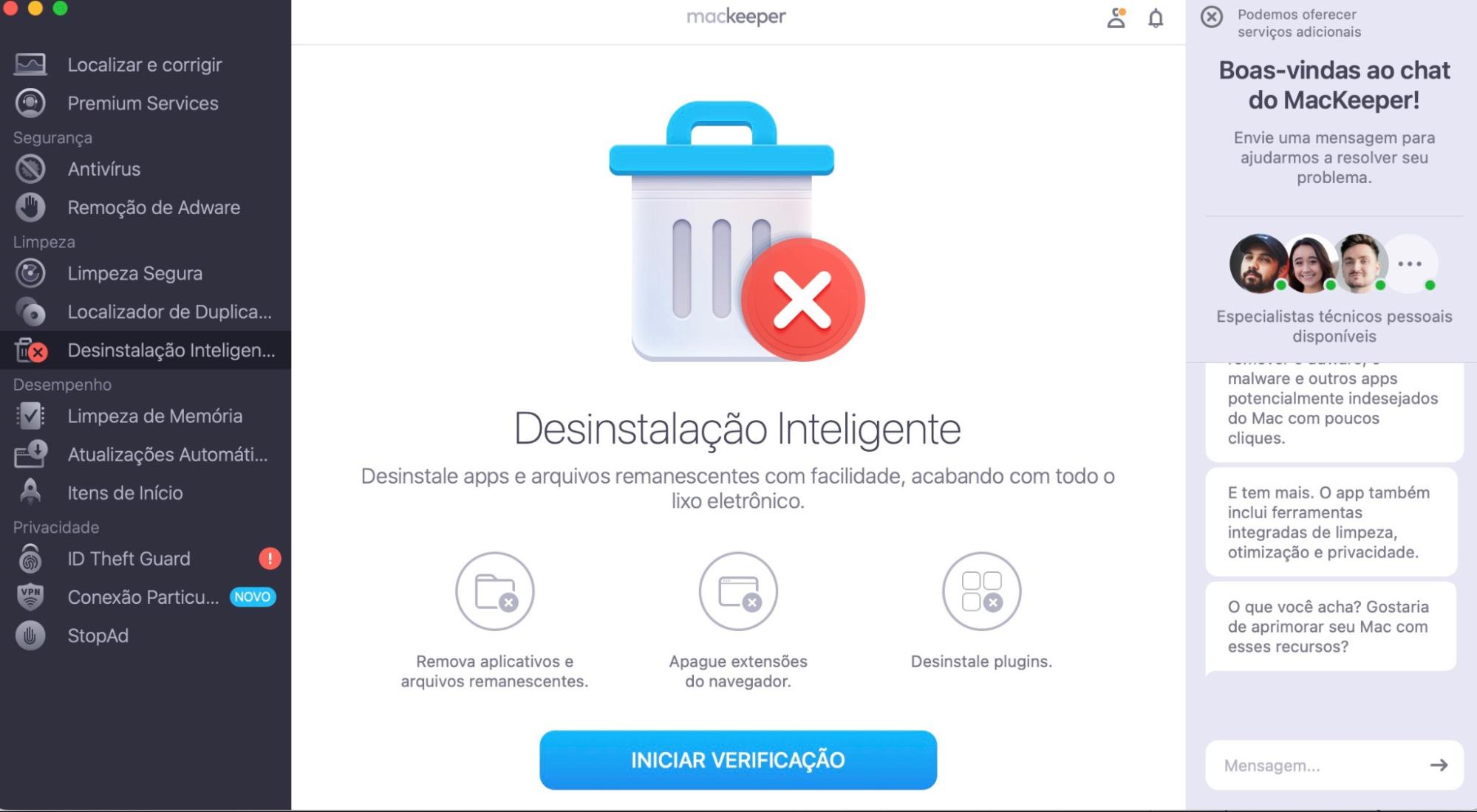 O recurso Desinstalação Inteligente do MacKeeper pode remover todos os tipos de dados do seu Mac, incluindo apps que podem estar ocultando malware.