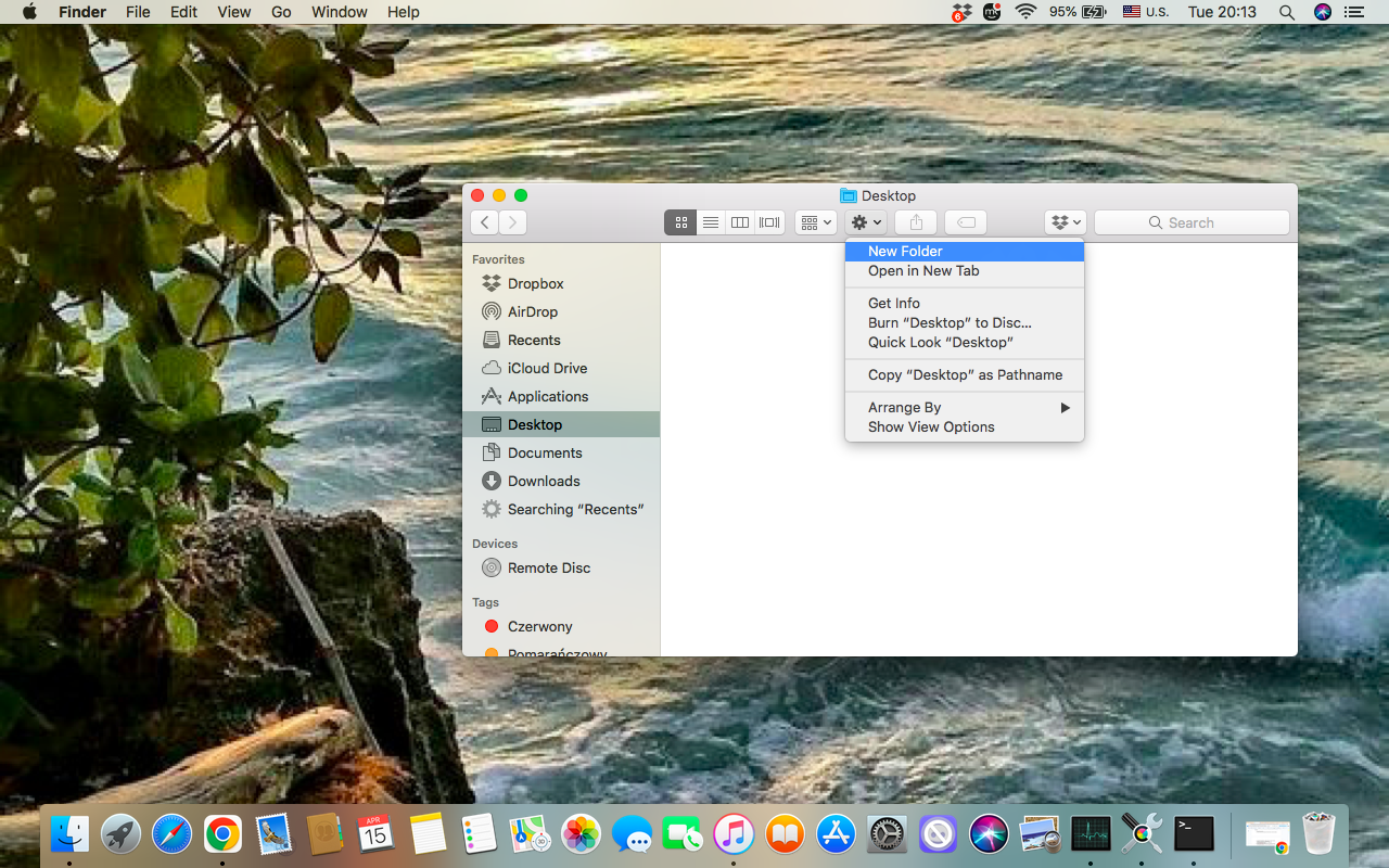 Start changing screenshot save location on Mac by launching Finder, then choose the place where you'd like to store them and create the new folder there by right-clicking on the Finder window.