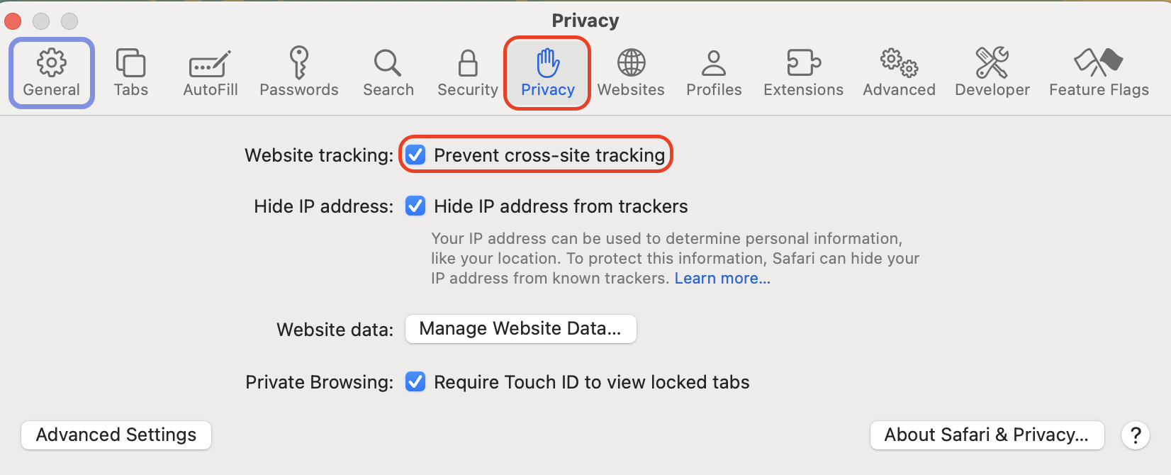 Open Safari settings on your Mac, click the Privacy tab, enable Prevent cross-site tracking, then use Manage Website Data to remove Dailymotion's stored cookies.