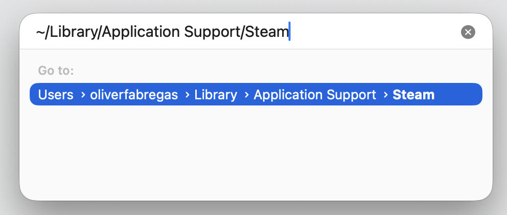 Type ~/Library/Application Support/Steam in the macOS Go to Folder box on your Mac and press Return to open it.