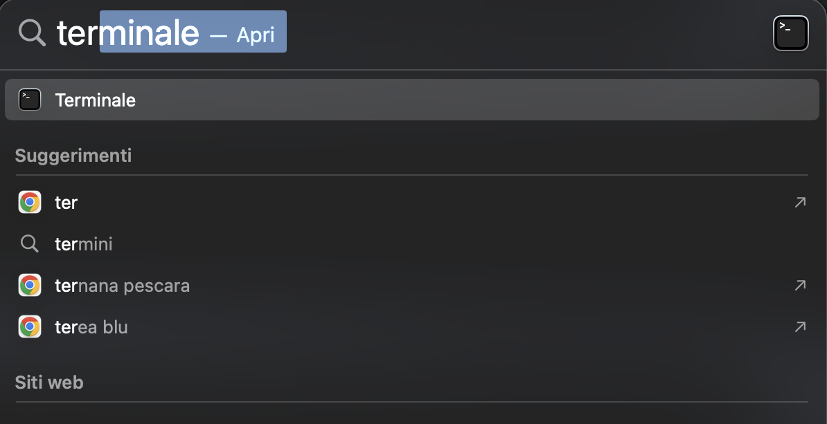 Reimposta il modulo Bluetooth per risolvere il problema del mouse che non funziona su un Mac. Su OS X Monterey o versioni successive, apri l'app Terminale premendo la barra spaziatrice, digitando Terminale nella barra di ricerca e selezionandola dall'elenco.