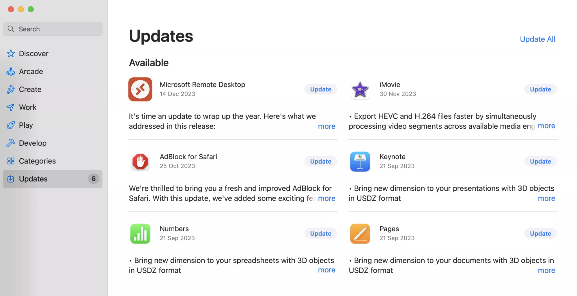 Når du har valgt fanen Oppdateringer i App Store, ser du knappen Oppdater alle, som du kan trykke på for å administrere alle de installerte appoppdateringene dine på én gang.