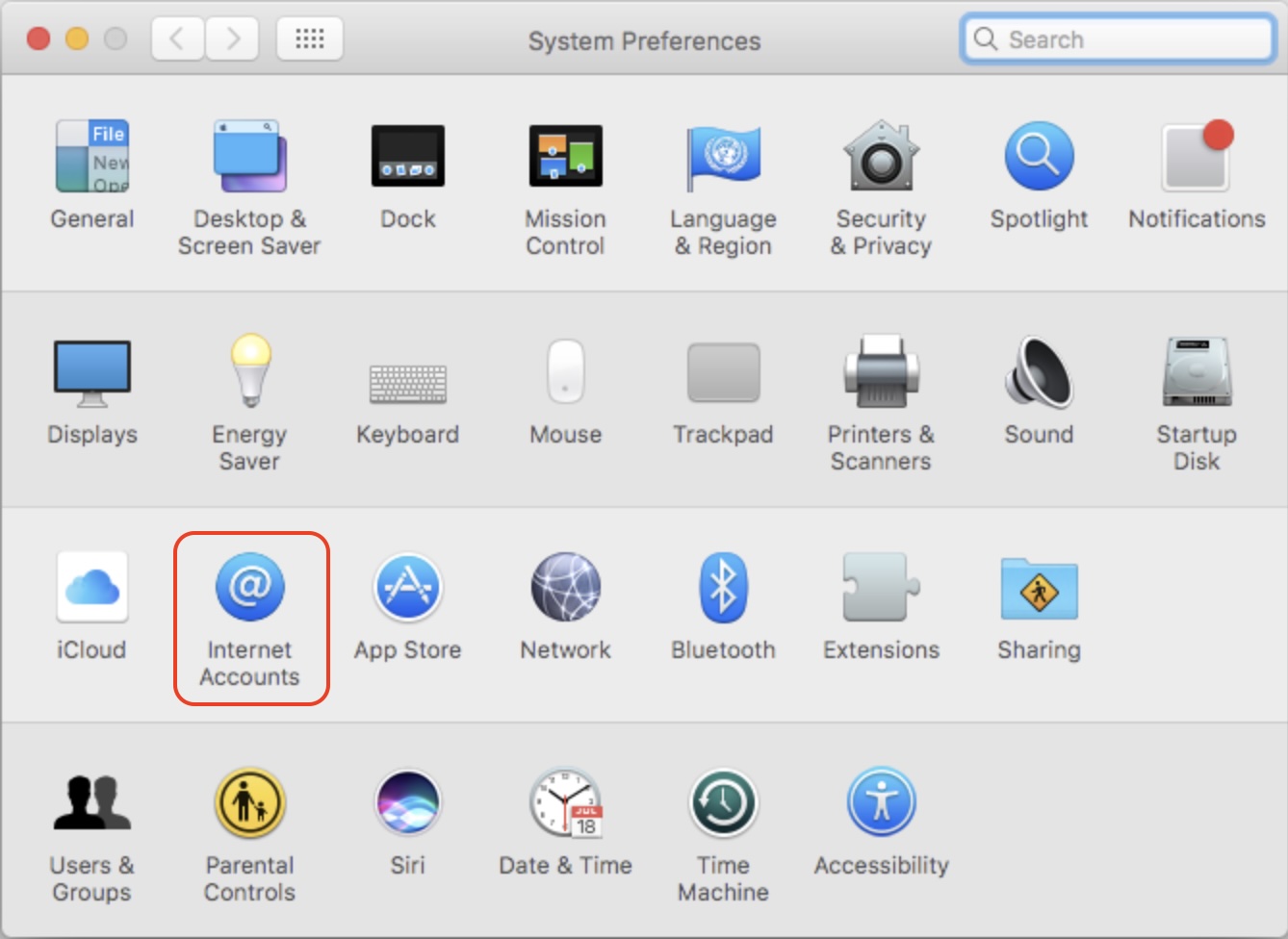 The Internet Accounts option inside System Preferences on Mac. We recommend removing all linked accounts before you reset Mac OS El Capitan.