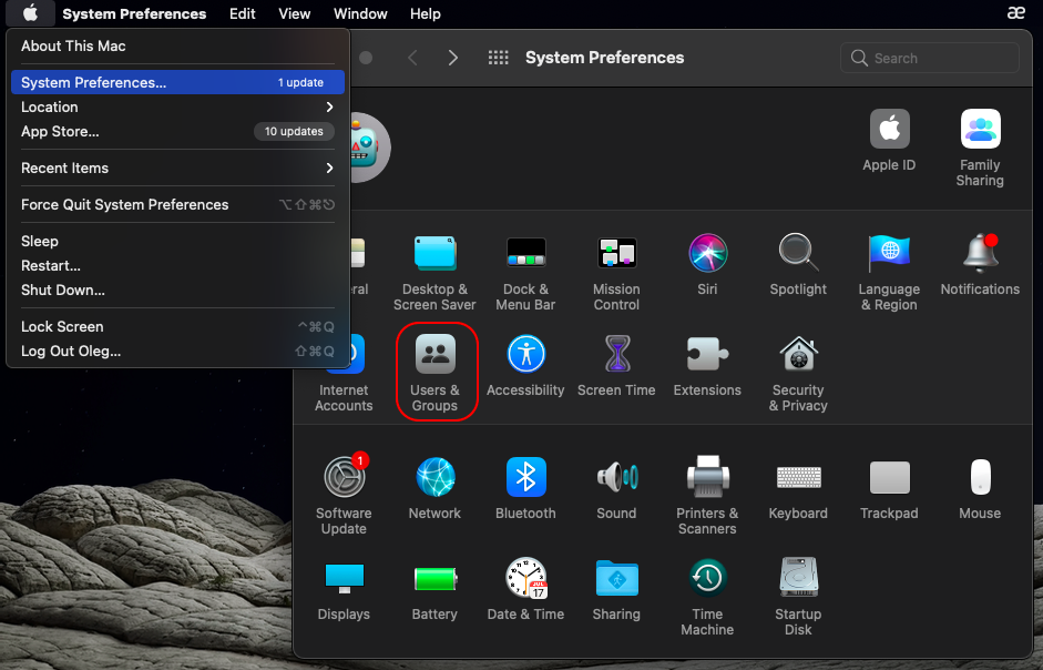 On older macOS versions, instead of System Setting, you need to go to System Preferences > Users & Groups.