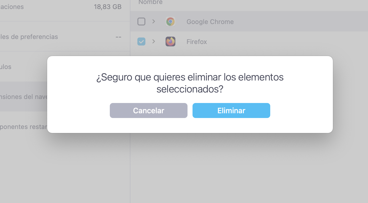 Haz clic en Eliminar en una ventana desplegable para confirmar la eliminación de los archivos.