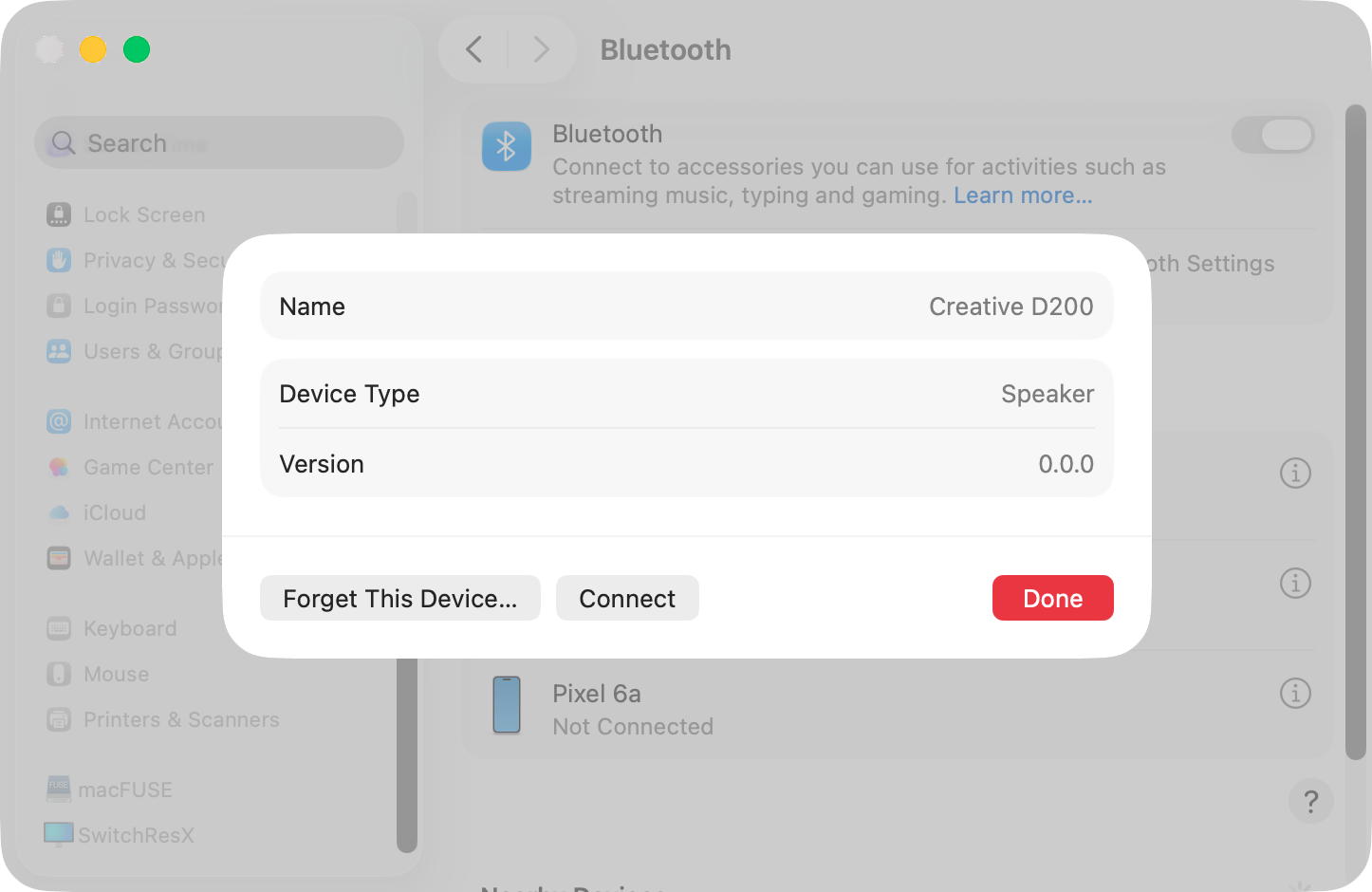 You can also manually remove devices and add them back to your Bluetooth list in macOS Ventura. Click the 'i' icon next to a device, then in the panel that pops up, click 'Forget This Device' to unpair it from your Mac.