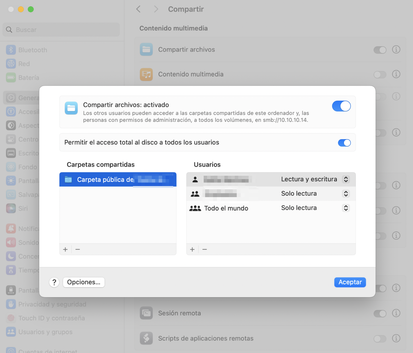 A continuación, tienes que añadir las carpetas del segundo Mac, donde guardarás las copias de seguridad de Time Machine del primer Mac. A continuación, tienes que añadir las carpetas del segundo Mac, donde guardarás las copias de seguridad de Time Machine del primer Mac.