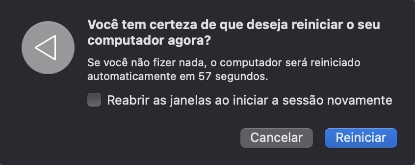 Por fim, clique no botão Reiniciar e aguarde o Mac concluir o processo. Quando ele ligar novamente e você entrar no macOS, verifique se o desempenho melhorou.