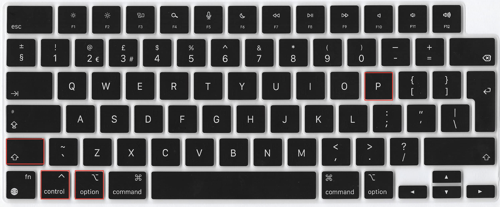 Para redefinir seu Mac, pressione simultaneamente as teclas Shift (lado esquerdo) + Ctrl + Option e o botão de ligar/desligar. Mantenha as quatro teclas pressionadas por 10 segundos.