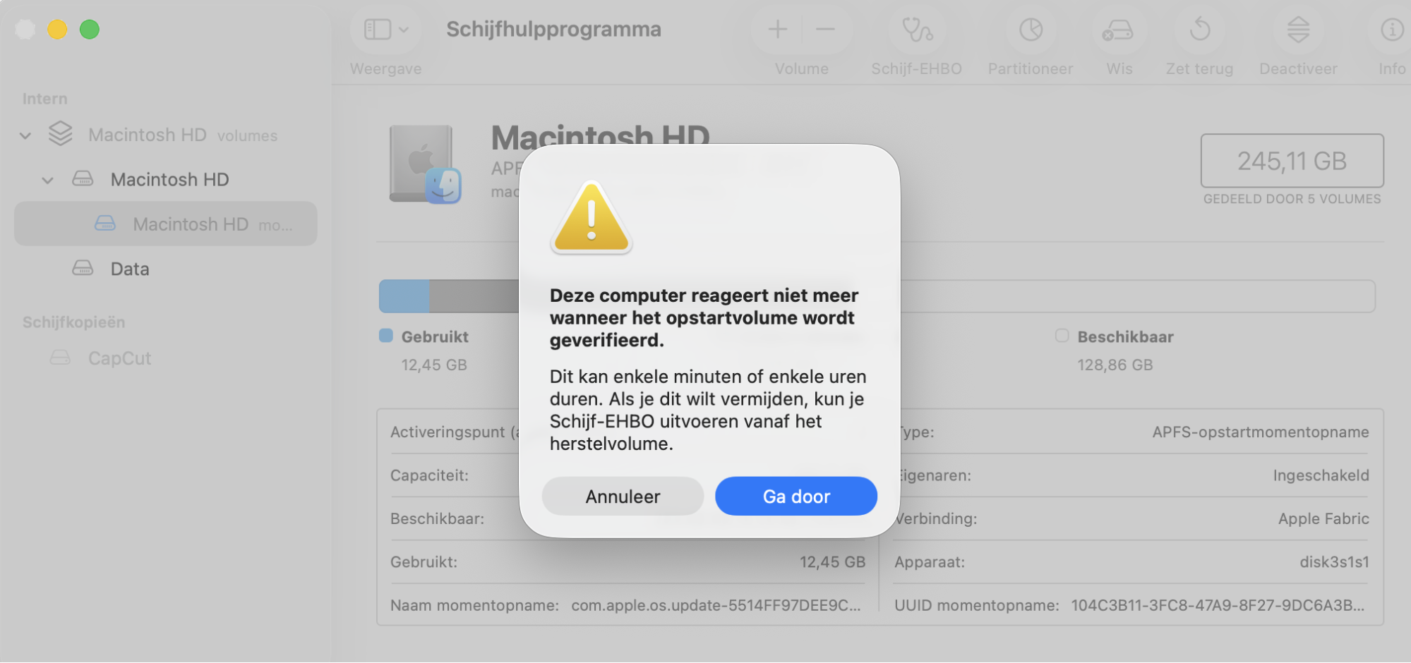 Er verschijnt nog een pop-upmelding van EHBO om te bevestigen of je wilt doorgaan met het proces. Bevestig je keuze door op Ga door te klikken.