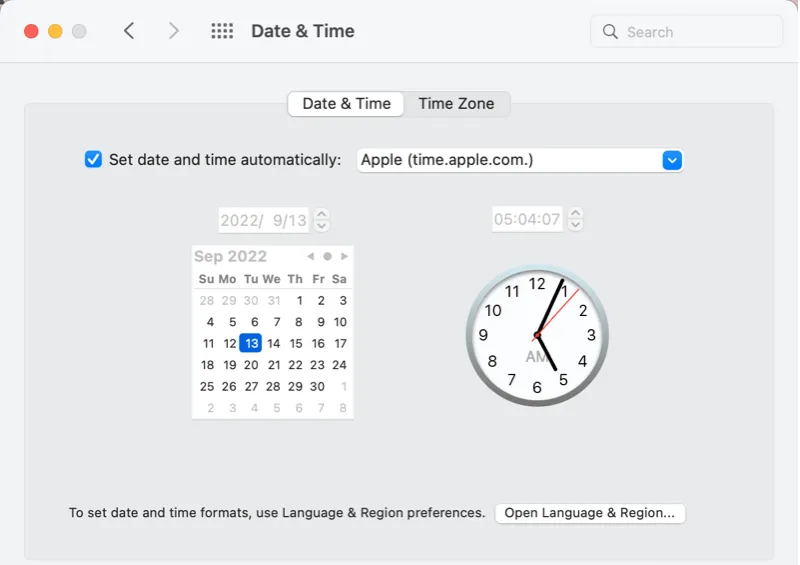 The last step in adjusting the time manually on your Mac is to disable the Set time and date automatically option, then click Set to input the correct date and time, and click the Set button again.