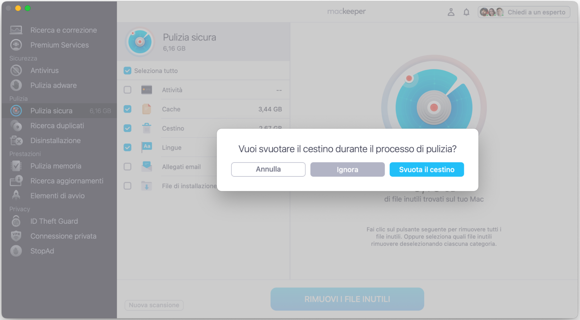 Clicca Svuota il cestino nella finestra pop-up per completare il processo.