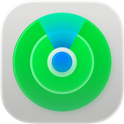 Find My app icon on an iPhone home screen, opened to remotely erase a Mac desktop after its keyboard stopped working before a reset.