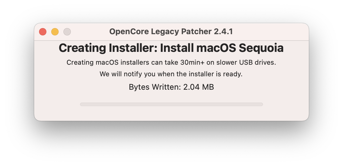 Now, you see the final screen confirming that the process of creating the macOS Sequoia installer is ongoing. Wait till the end.