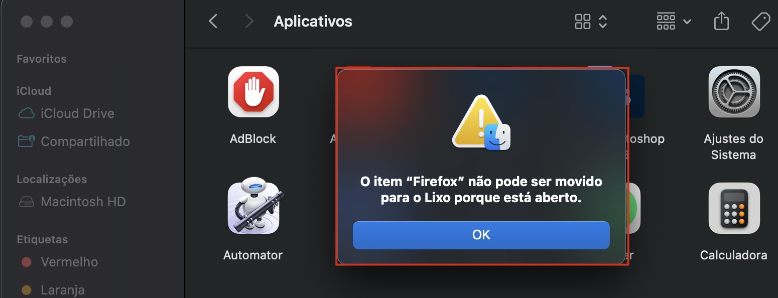 Às vezes, quando você tenta excluir um arquivo que está sendo usado por algum aplicativo no seu MacBook, você pode ver a seguinte mensagem de erro.