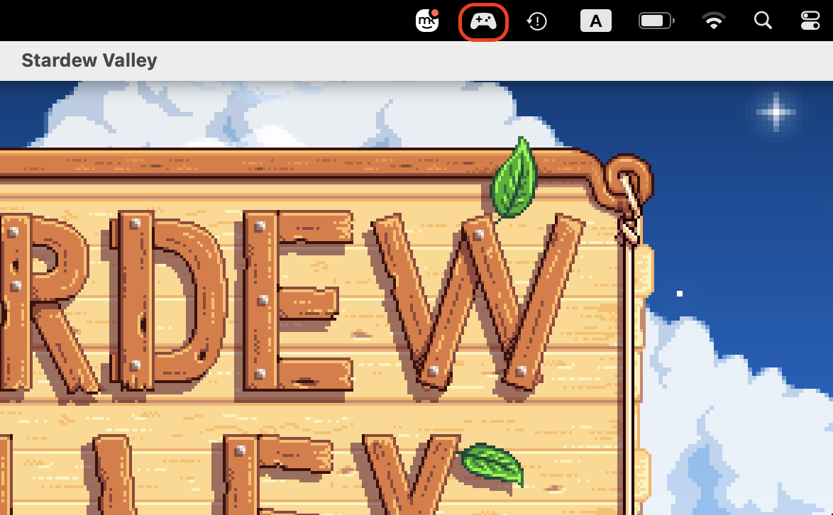 Move your pointer to the top of the screen while the game is in full screen, then click the game controller icon in the menu bar.