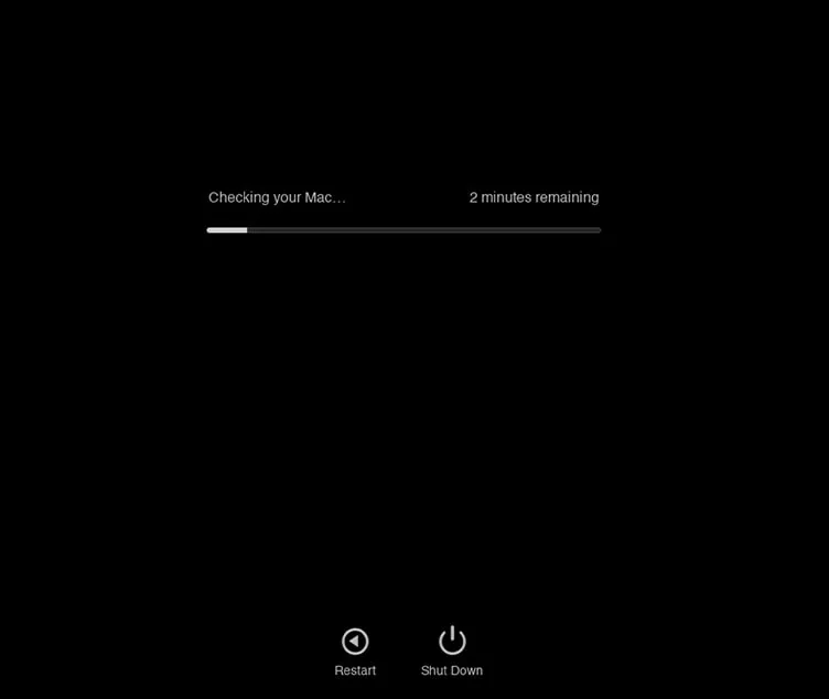 Execute o Apple Diagnostics no Mac. Verifique a barra de progresso e o código de referência nos resultados. Se você visualizar NDC001, NDC003, NDC004, NDC005 ou NDC006, leve o Mac a um centro de serviço Apple.