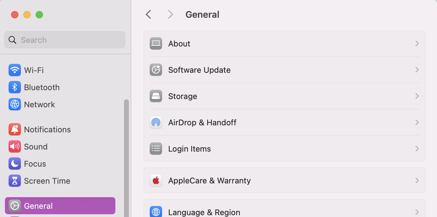When in System Settings, click on the General tab and click on About.