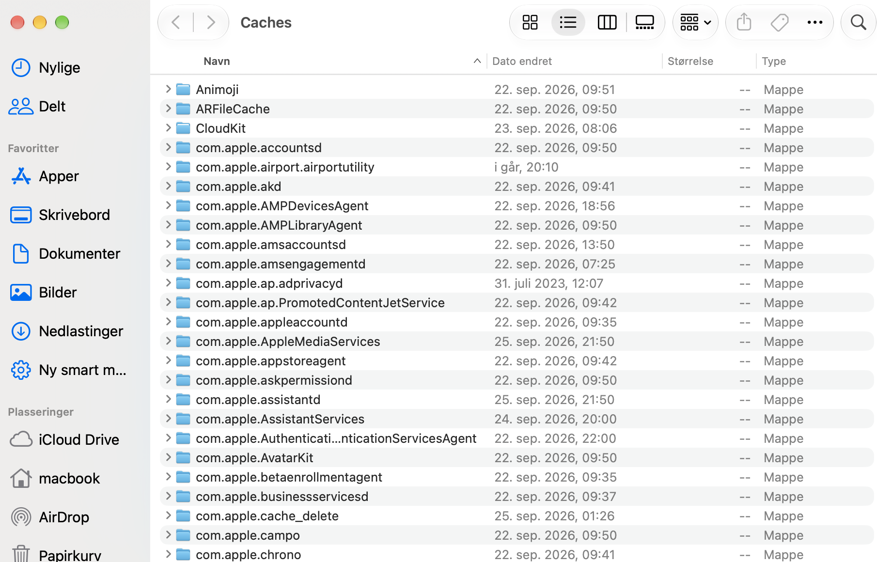 I denne mappen ser du bufferfilene som er opprettet av mange av appene som er installert på Macen din. Å slette disse filene tømmer disse bufferne.