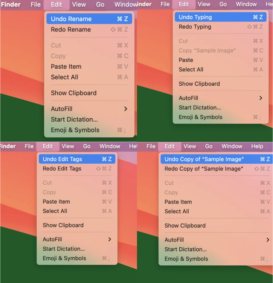 To make changes, like undo and redo, open Finder. If you’ve made a recent mistake, you can press Command + R. You can also redo by pressing Command + Shift + Z.