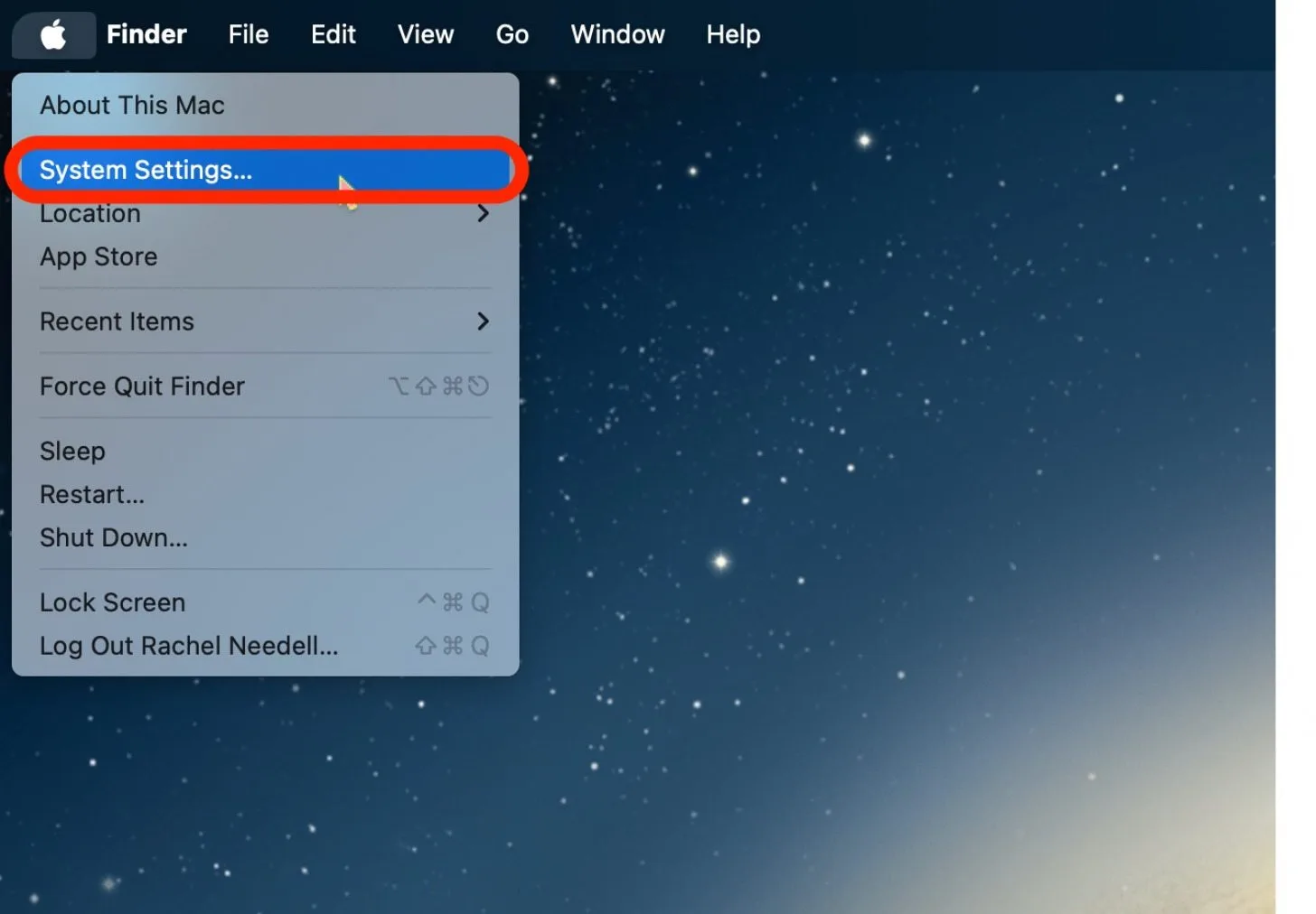 To make the Bluetooth icon visible in the menu bar on your Mac, open the Apple Menu and go to System Settings.