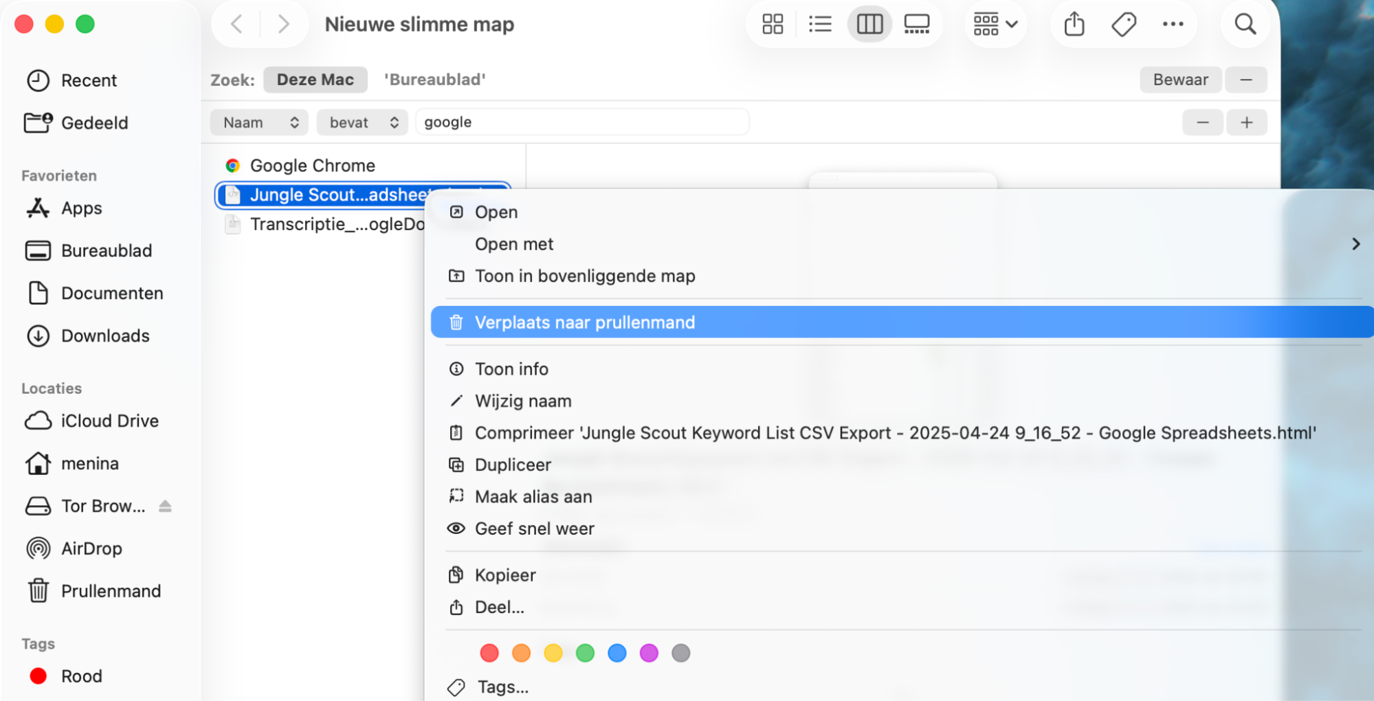 Een slimme map in Finder op de Mac, die je kunt gebruiken om dubbele bestanden te vinden. Verwijder alle duplicaten om ruimte vrij te maken op je Mac.