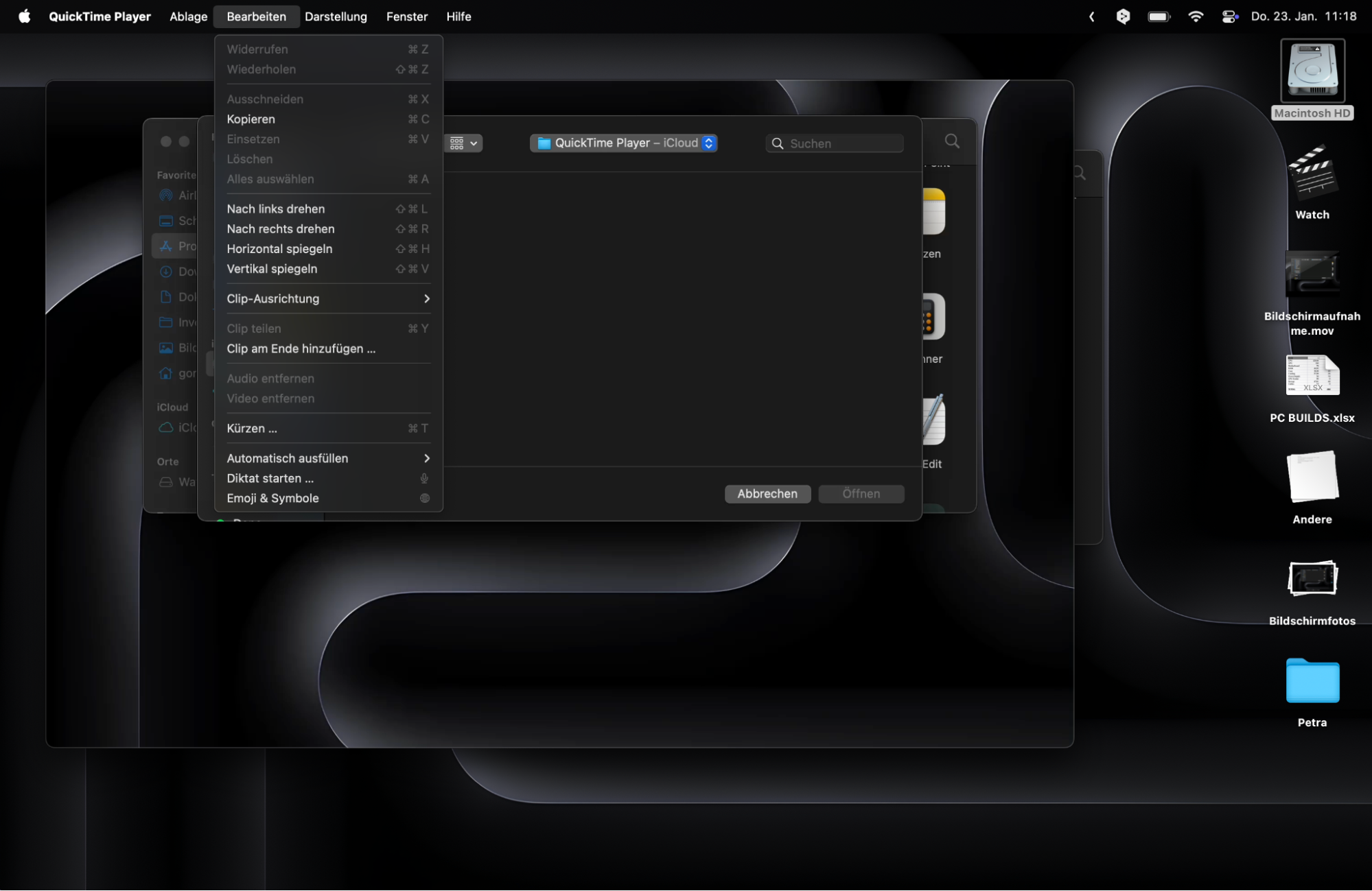 Das Bild zeigt die Optionen zum Bearbeiten von QuickTime Player auf einem Mac. QuickTime Player ist ideal für die Aufnahme einfacher Videos auf einem Mac-Gerät. Das Bild zeigt die Optionen zum Bearbeiten von QuickTime Player auf einem Mac. QuickTime Player ist ideal für die Aufnahme einfacher Videos auf einem Mac-Gerät.