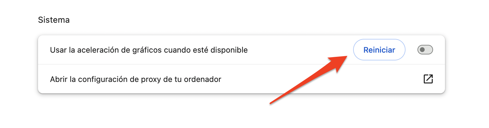 Haz clic en Reiniciar para que los cambios surtan efecto.