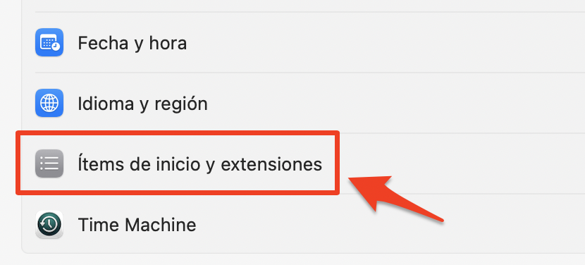 Comprueba tus elementos de inicio de sesión en busca de pistas sobre aplicaciones que puedan estar observando tu pantalla después de encender tu Mac. Para ello, ve al menú Apple > Ajustes del sistema y selecciona General > Elementos de inicio de sesión.