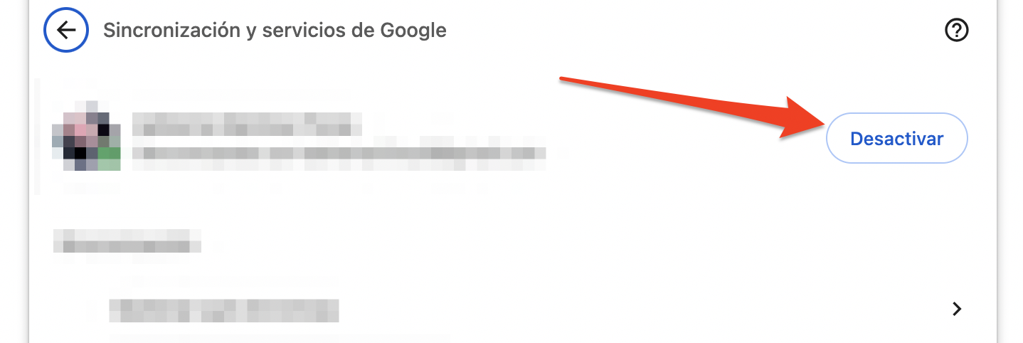 Haz clic en Desactivar en una nueva ventana para detener la sincronización en Google Chrome.