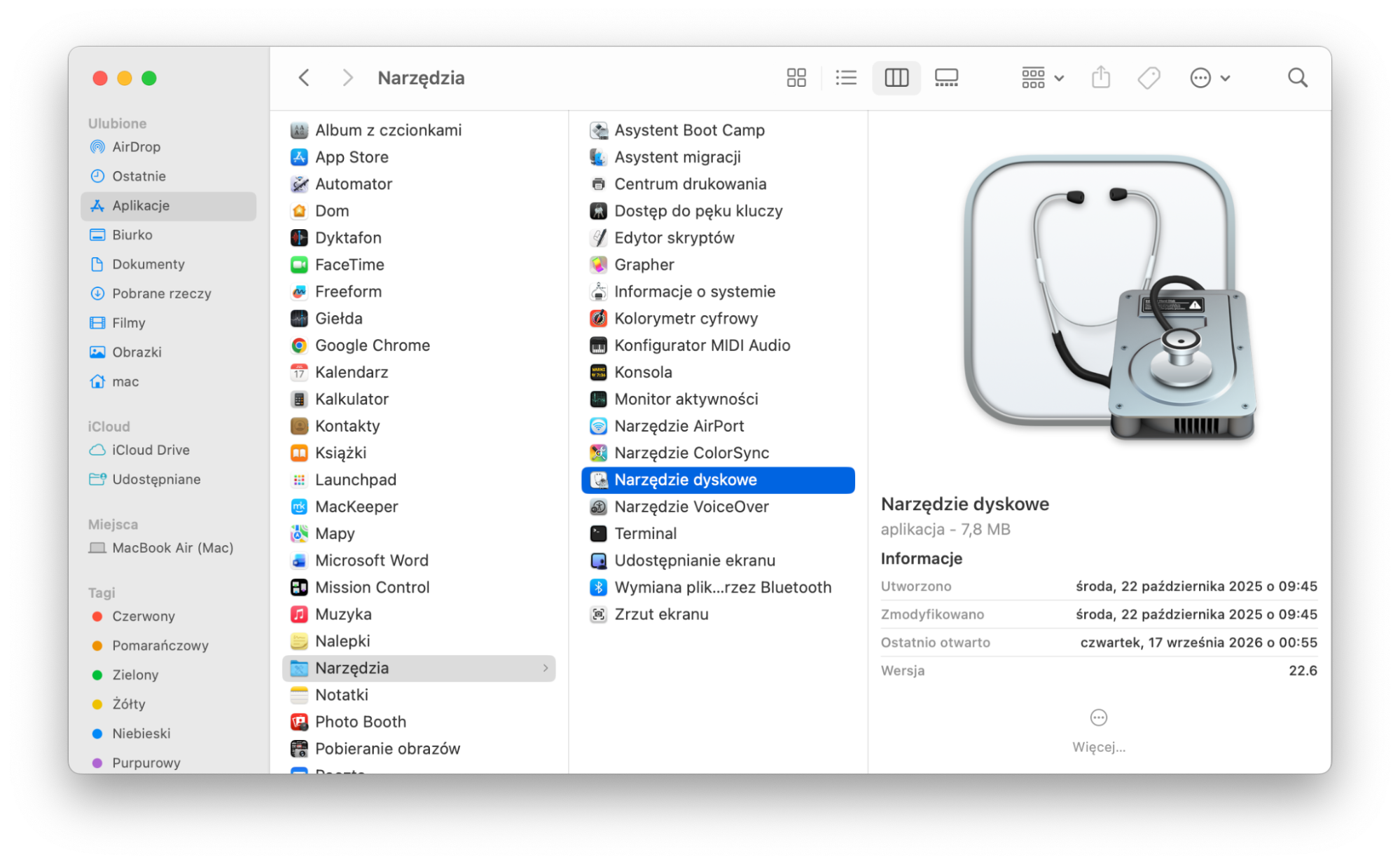 Jeśli chcesz sprawdzić stan dysku MacBooka, zrób to łatwo za pomocą funkcji Narzędzie dyskowe, które znajduje się wśród Narzędzi