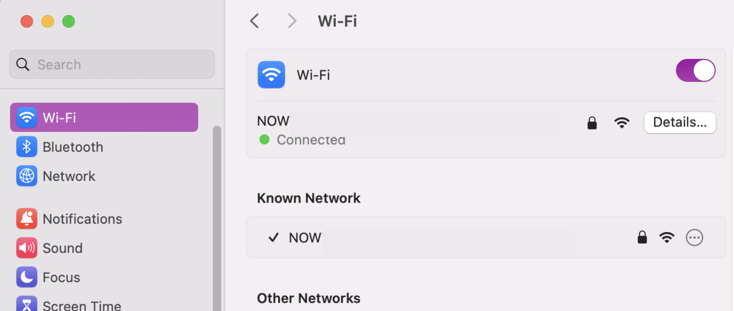 A poor or weak internet connection is a common cause for halting the Mac Ventura upgrade.  To check your connection, click on the Apple Logo and press System Settings. From there, click on Wi-Fi. You'll know you're connected if you see a Green dot next to your internet source.