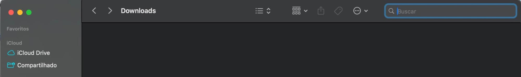Para se livrar de imagens de disco e arquivos compactados do armazenamento Outros do seu Mac, primeiro abra uma janela do Finder e clique na caixa de pesquisa localizada no canto superior direito da página.