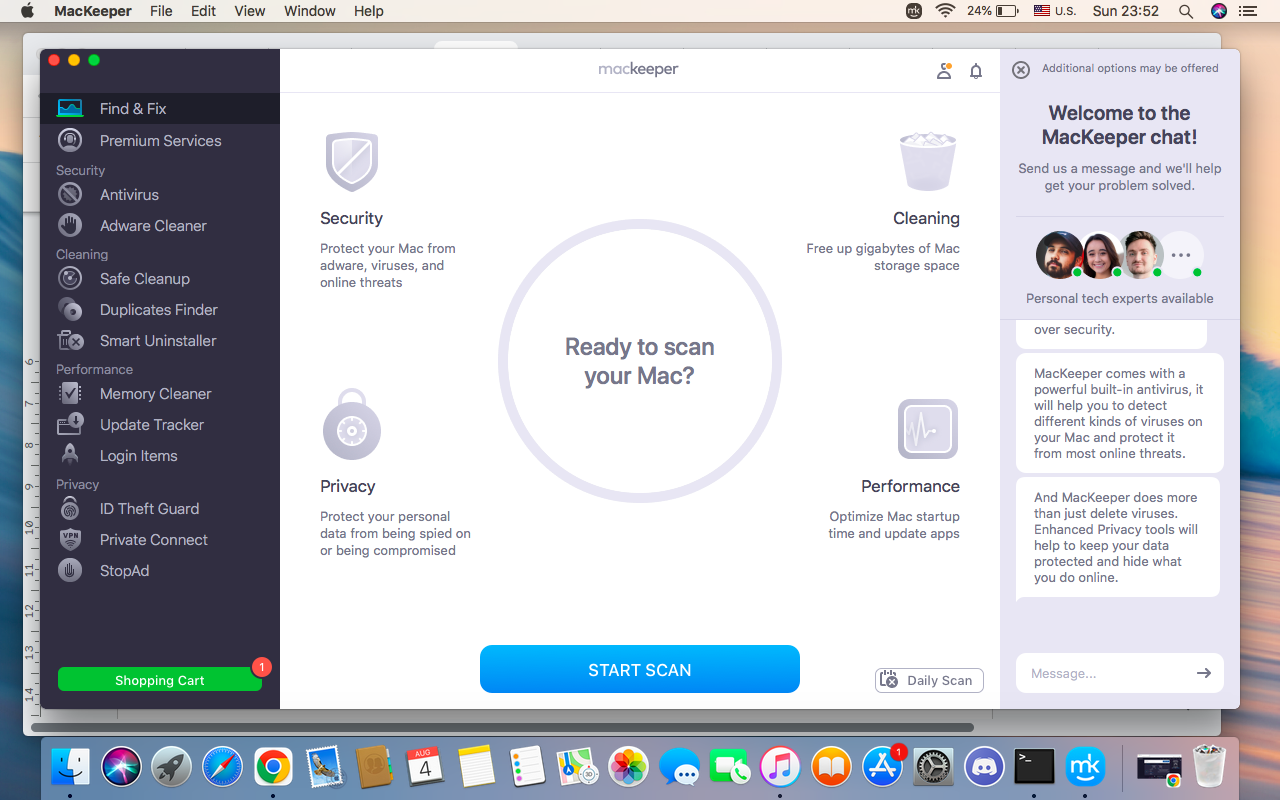 To solve the Charging on hold issue, first launch the MacKeeper app, then find Premium Services in the left menu.