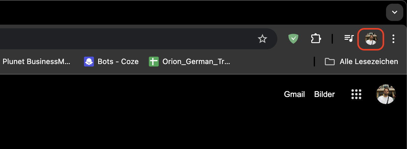 Beenden Sie energieintensive Aufgaben, indem Sie die Synchronisierung in Chrome deaktivieren. Klicken Sie dazu zunächst auf das Profilbild in Google Chrome.