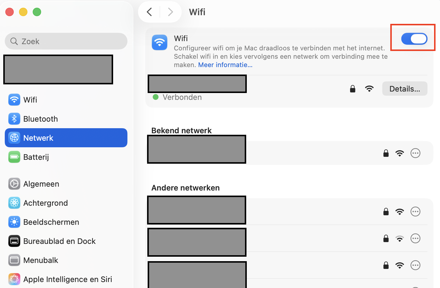 Het in- en uitschakelen van Wi-Fi is eenvoudig. Je klikt gewoon op de schakelaar om je Wi-Fi-verbinding te activeren of te deactiveren