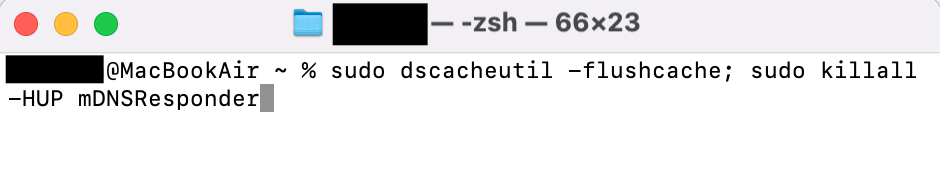 Entrez la commande sudo dscacheutil -flushcache; sudo killall -HUP mDNSResponder dans Chrome et cliquez sur la touche Entrée.