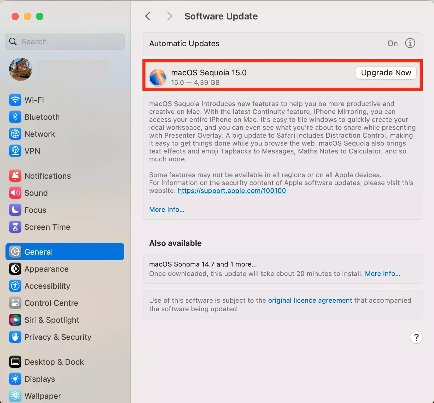 The Software Update page appears on a Mac screen. Implementing new software updates can fix a CoreServicesUIAgent that won’t close.