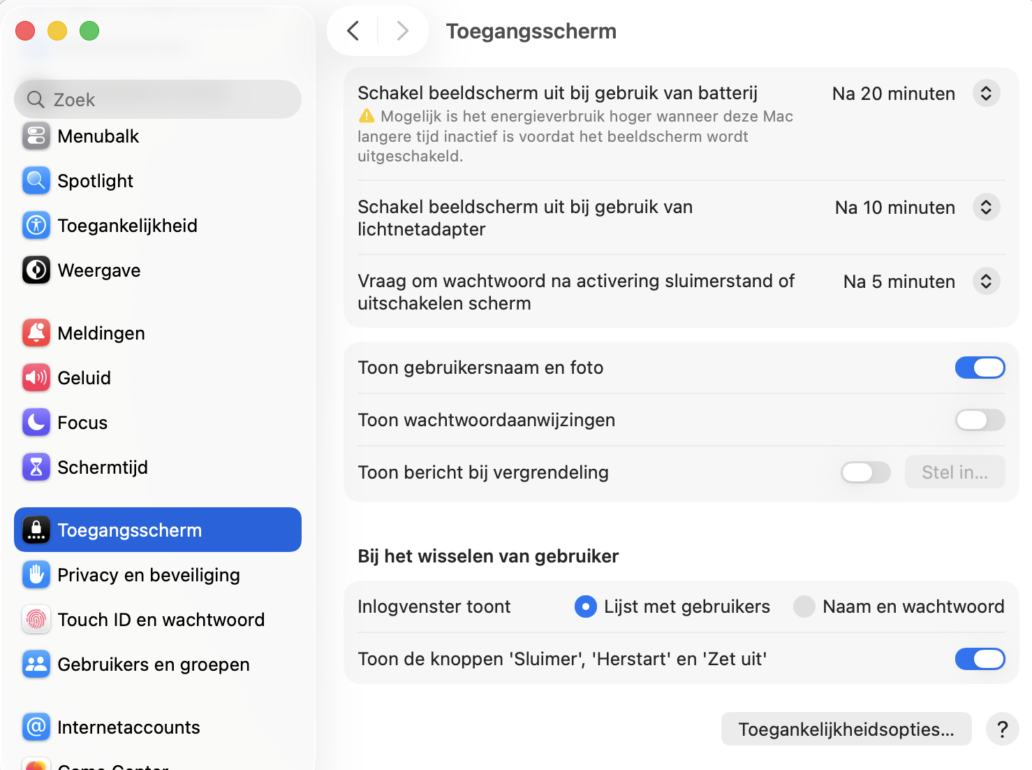 Open op een Mac met macOS Sonoma of Ventura de Systeeminstellingen en selecteer 'Schermvergrendeling' in de zijbalk.