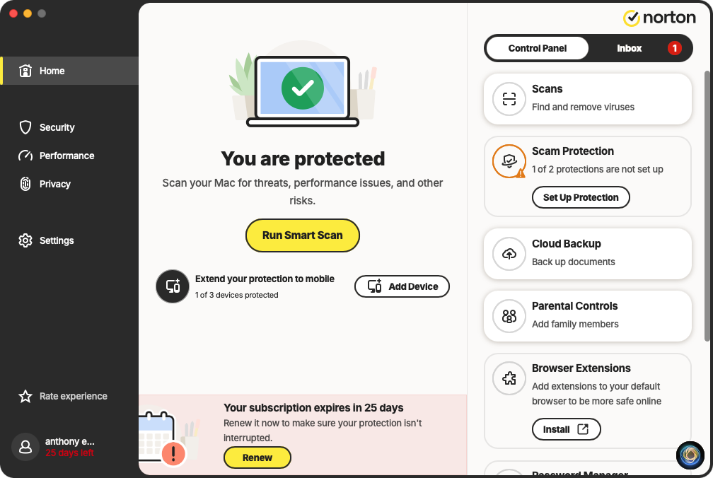 Norton offers cleanup and performance tools, but it's mainly focused on security. It runs on macOS, Windows, Android, and iOS.