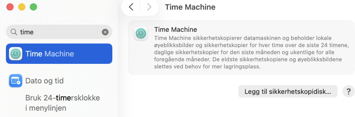 For å rydde opp på Mac-enheten din vil du kanskje slette gamle Time Machine-sikkerhetskopier etter å ha ryddet opp i alle de oppsamlede bufferfilene dine. For å gjøre dette, åpne Time Machine i Systeminnstillinger og se etter sikkerhetskopier du vil slette.
