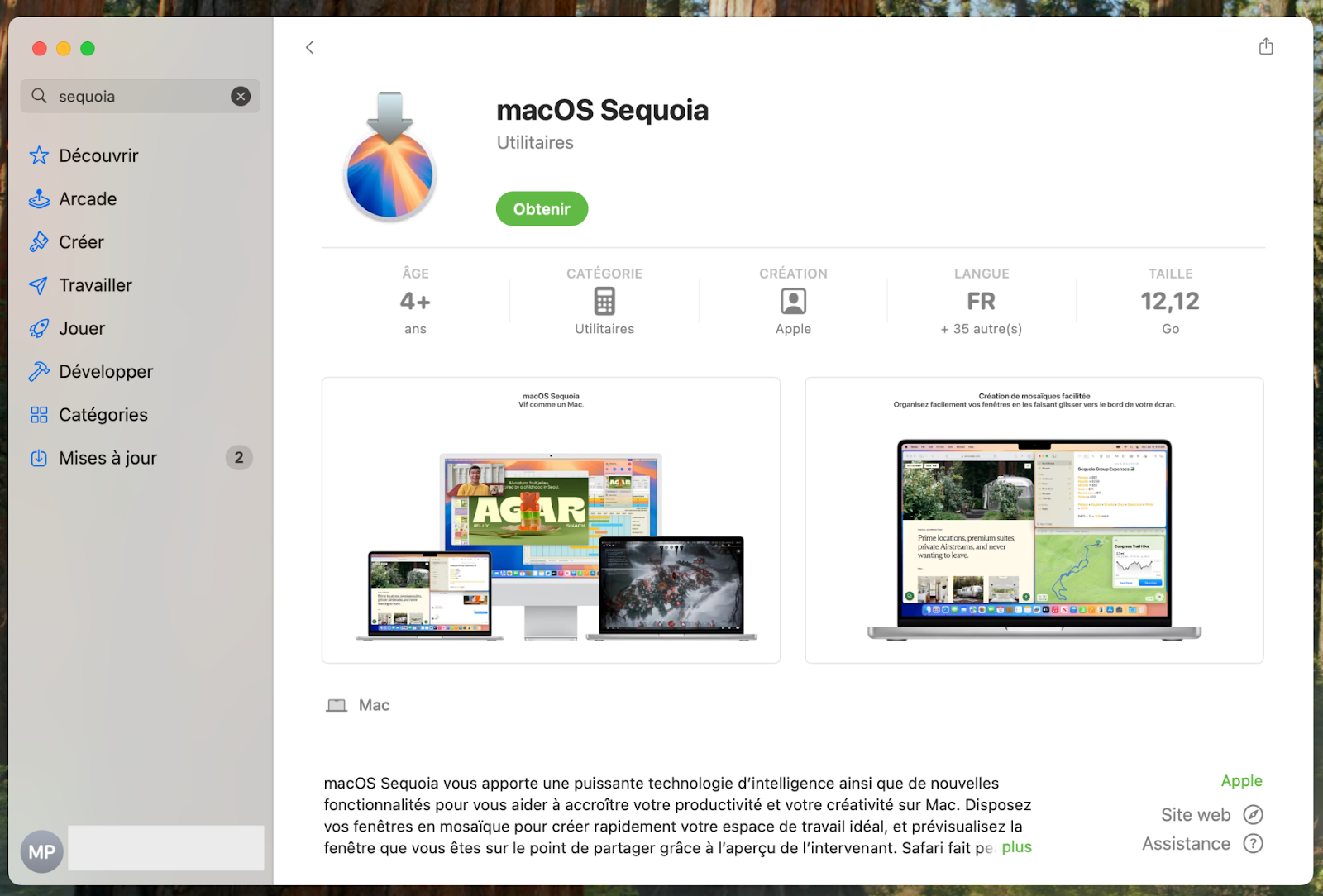 Dans l'App Store sur Mac, recherchez tout simplement la version de macOS pour laquelle vous souhaitez créer un installateur USB bootable.
