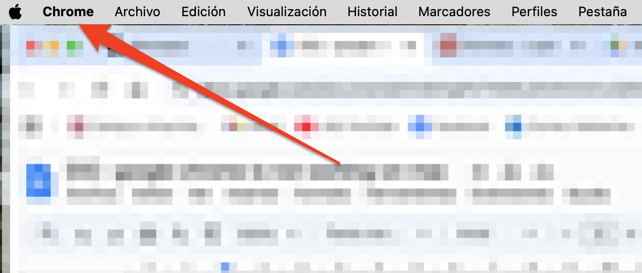 Comprueba si tu Chrome necesita una actualización. Haz clic en Chrome en la barra de herramientas superior.