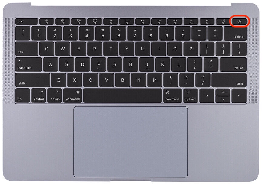 Press and hold the Power button until the screen goes completely black, confirming your Mac has fully shut down before restarting attempts.