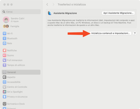 In Impostazioni di sistema, scegliere inizializza contenuti e impostazioni. Seguire tutte le istruzioni sullo schermo per completare con successo il processo.