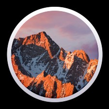 Il logo di Mac OS X 10.12 (Sierra) è raffigurato all’interno di un cerchio. Sierra è stato uno dei primi loghi di macOS di Apple a discostarsi dall’icona a forma di X.